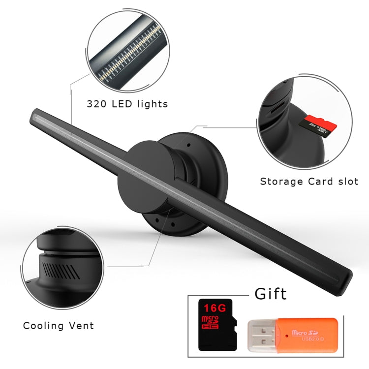 Pantalla holográfica 3D de 42 cm de diámetro, control de aplicación WiFi, resolución de 640 x 640 píxeles, cartelera de 320 LED, compatible con tarjeta Micro SD, 42cm Wifi