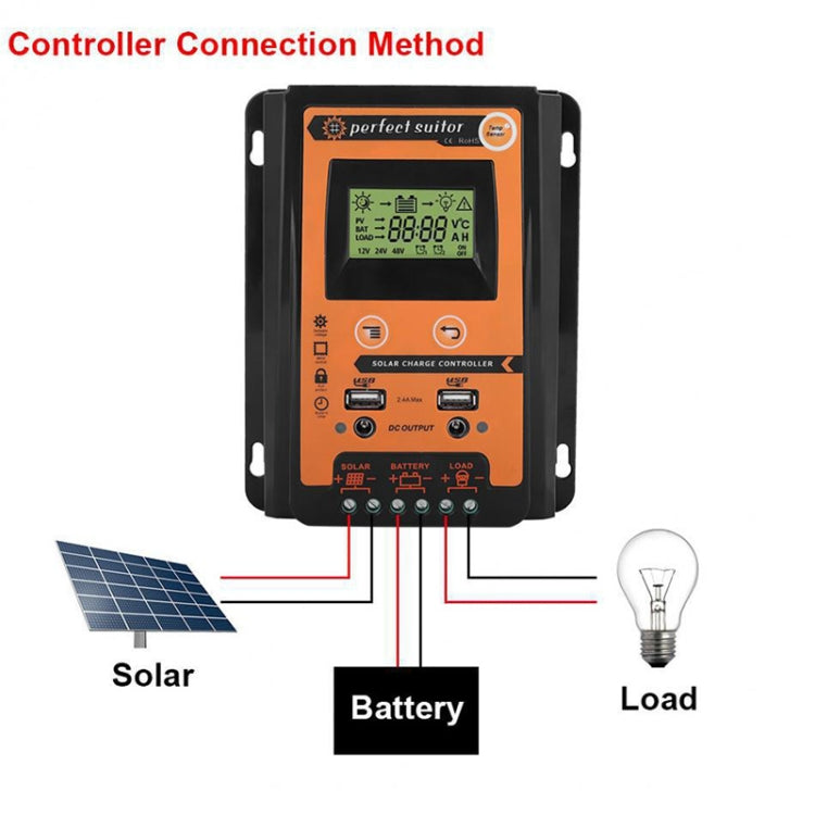 Controlador de carga solar portátil 50A 12/24V