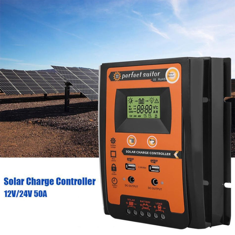 Controlador de carga solar portátil 50A 12/24V