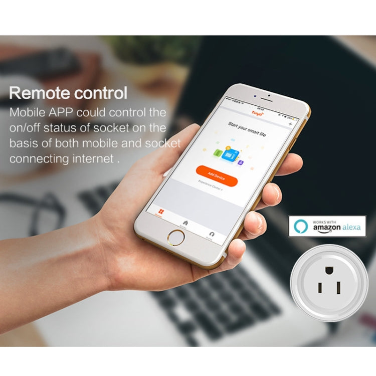 Mini enchufe WiFi de forma redonda 10A, Control remoto por aplicación, sincronización, enchufe inteligente que funciona con Alexa y Google Home, CA 100-240V, enchufe de EE. UU., 10A US Plug(Round Shape)