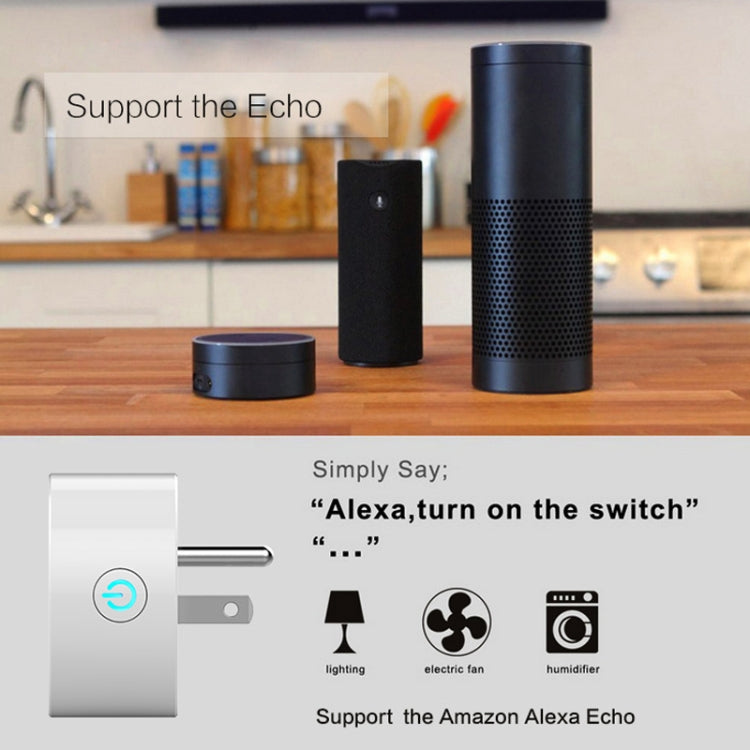 Mini enchufe WiFi de forma redonda 10A, Control remoto por aplicación, sincronización, enchufe inteligente que funciona con Alexa y Google Home, CA 100-240V, enchufe de EE. UU., 10A US Plug(Round Shape)