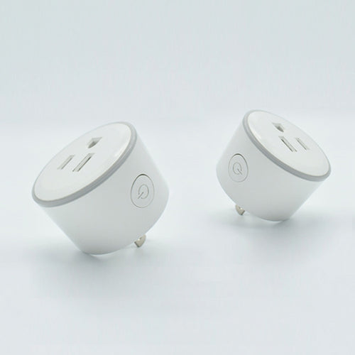 10A Forma redonda WiFi 2,4 GHz Mini enchufe Aplicación Control remoto Temporización Enchufe inteligente Funciona con Alexa y Google Home y luz de respiración colorida, CA 100-240 V, enchufe de EE. UU.