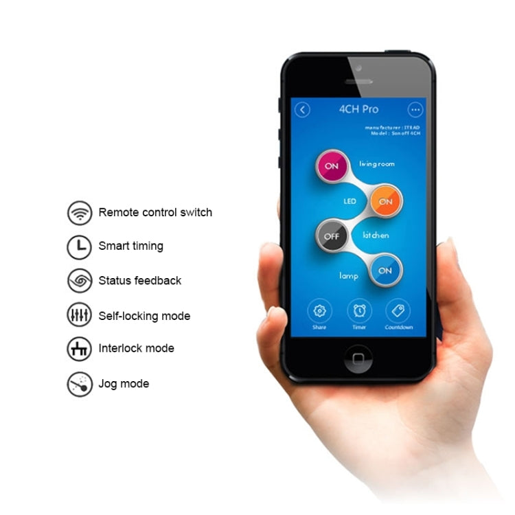 Sonoff 4CH Pro 433MHz Control Remoto + Interruptor Temporizador Inteligente WiFi, Interlock/Autobloqueo, 3 Modos de Trabajo, Compatible con Alexa y Google Home, Compatible con iOS y Android, 4CH Pro