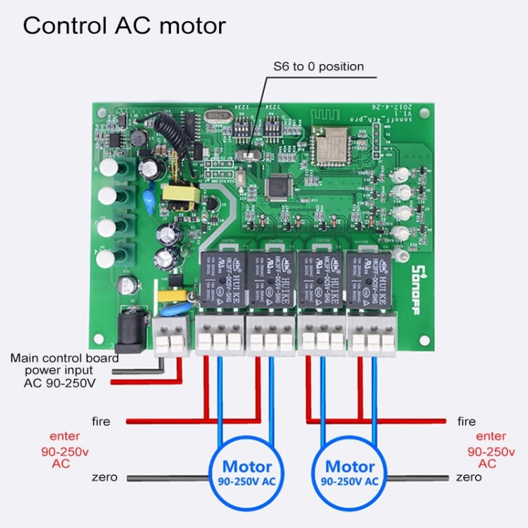 Sonoff 4CH Pro 433MHz Control Remoto + Interruptor Temporizador Inteligente WiFi, Interlock/Autobloqueo, 3 Modos de Trabajo, Compatible con Alexa y Google Home, Compatible con iOS y Android, 4CH Pro