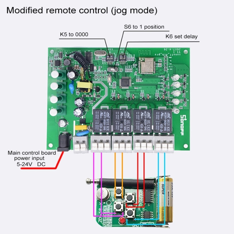 Sonoff 4CH Pro 433MHz Control Remoto + Interruptor Temporizador Inteligente WiFi, Interlock/Autobloqueo, 3 Modos de Trabajo, Compatible con Alexa y Google Home, Compatible con iOS y Android, 4CH Pro