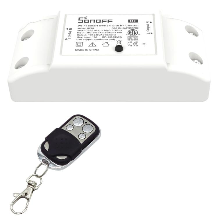 Sonoff 433MHz DIY WiFi Módulo de temporizador de control remoto inalámbrico inteligente Interruptor de encendido con control remoto de 4 teclas para hogar inteligente, compatible con iOS y Android, 433MHz with Remote Control