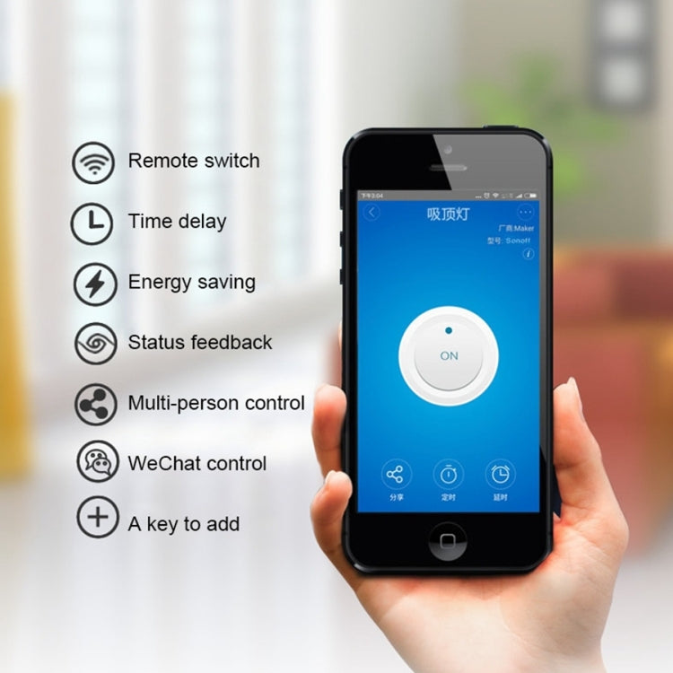 Sonoff 433MHz DIY WiFi Módulo de temporizador de control remoto inalámbrico inteligente Interruptor de encendido con control remoto de 4 teclas para hogar inteligente, compatible con iOS y Android, 433MHz with Remote Control
