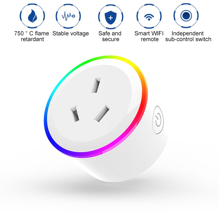 Enchufe inteligente con Control remoto WiFi, luz de escena RGB de 10A, funciona con Alexa, Google Home e IFTTT, CA 100-240V, enchufe AU, XS-A17