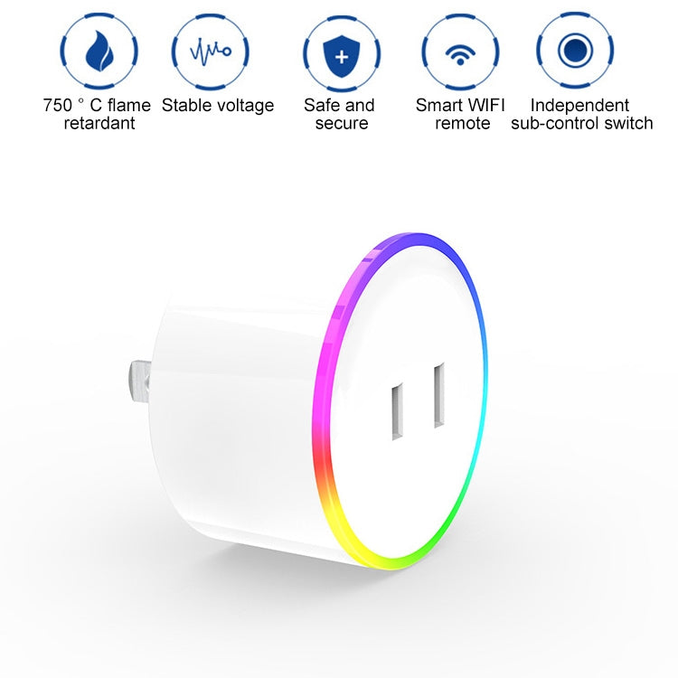 El enchufe inteligente con Control remoto WiFi con luz de escena RGB de 10A funciona con Alexa, Google Home e IFTTT, CA 100-240V, enchufe JP, XS-A18