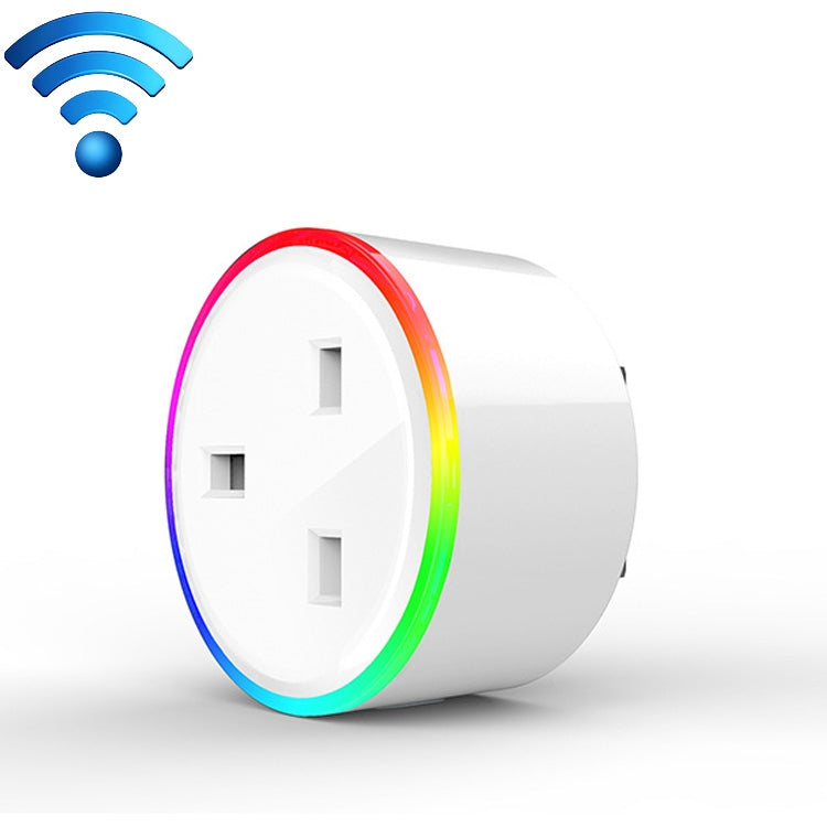 El enchufe inteligente con control remoto WiFi con luz de escena RGB de 10 A funciona con Alexa y Google Home, CA 220-240 V, enchufe para Reino Unido, XS-SSC03