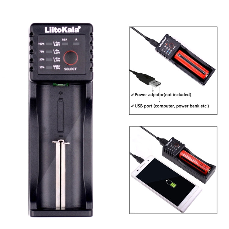 LiitoKala Lii-100 Cargador de batería para Li-ion IMR 18650, 18490, 18350, 17670, 17500, 16340 (RCR123), 14500, 10440