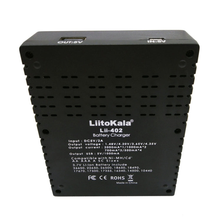 LiitoKala lii-402 Cargador de batería de litio 4 en 1 para Li-ion IMR 18650, 18490, 18350, 17670, 17500, 16340(RCR123), 14500, 10440