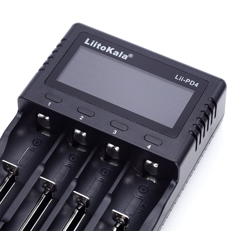 LiitoKala Lii-PD4 Cargador de batería de níquel-hidrógeno para Li-ion / IMR LiFePO4 26650,21700,20700, 18650, 18490, 18350, 17670, 17500, 16340(RCR123), 14500, 10440