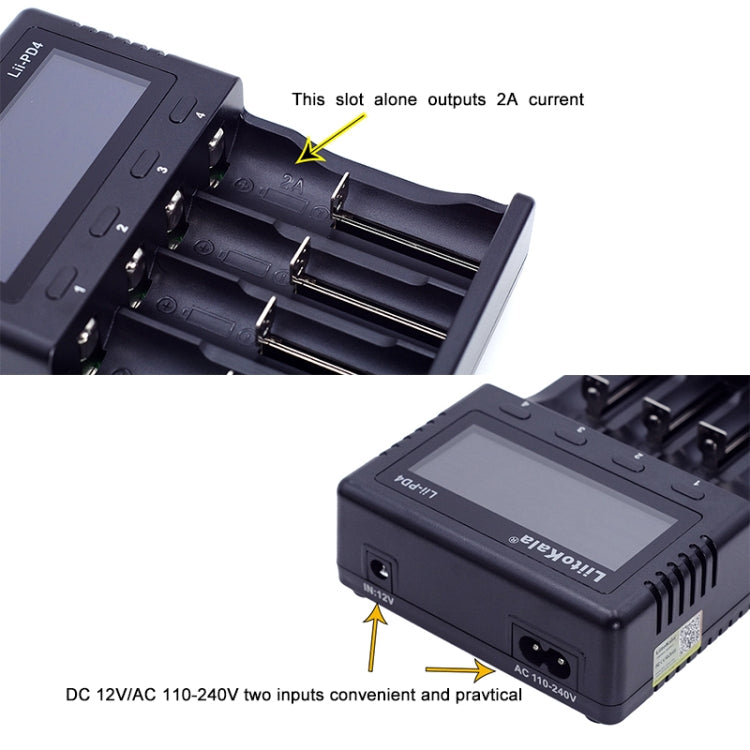 LiitoKala Lii-PD4 Cargador de batería de níquel-hidrógeno para Li-ion / IMR LiFePO4 26650,21700,20700, 18650, 18490, 18350, 17670, 17500, 16340(RCR123), 14500, 10440