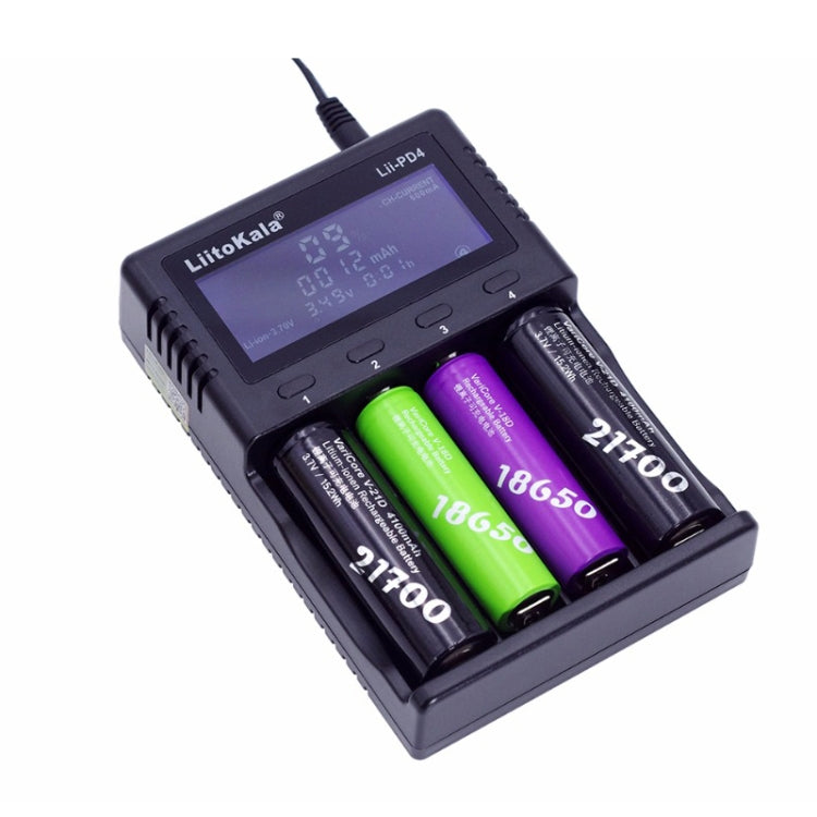 LiitoKala Lii-PD4 Cargador de batería de níquel-hidrógeno para Li-ion / IMR LiFePO4 26650,21700,20700, 18650, 18490, 18350, 17670, 17500, 16340(RCR123), 14500, 10440