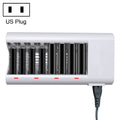 Cargador de batería de 8 ranuras 100-240V para pilas AA y AAA, enchufe de EE. UU.