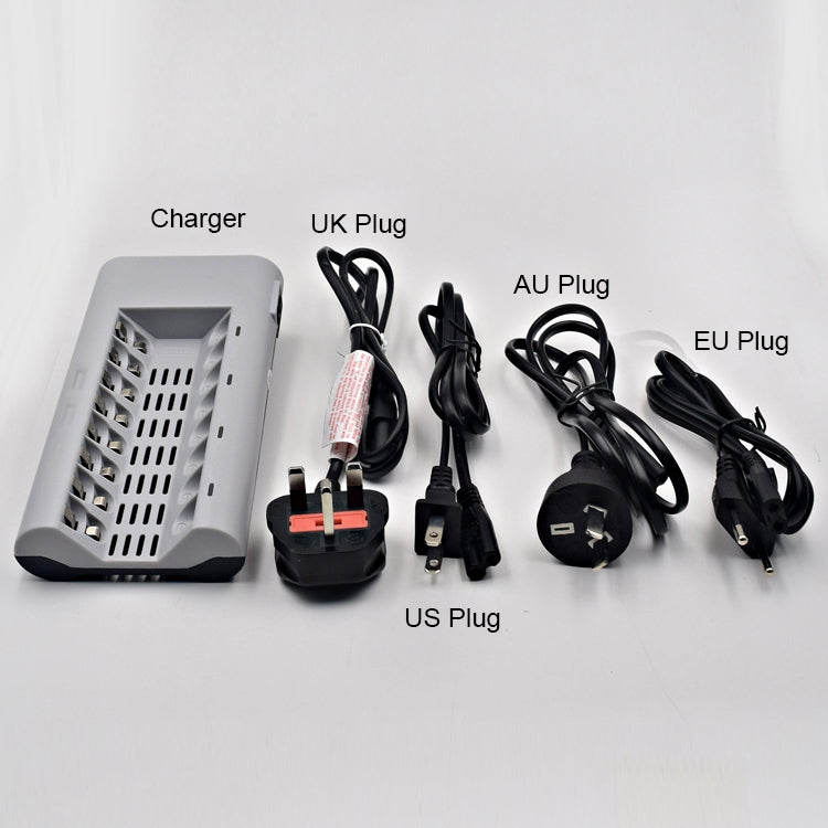 Cargador de batería de 8 ranuras de 100-240 V para pilas AA y AAA, enchufe para Reino Unido