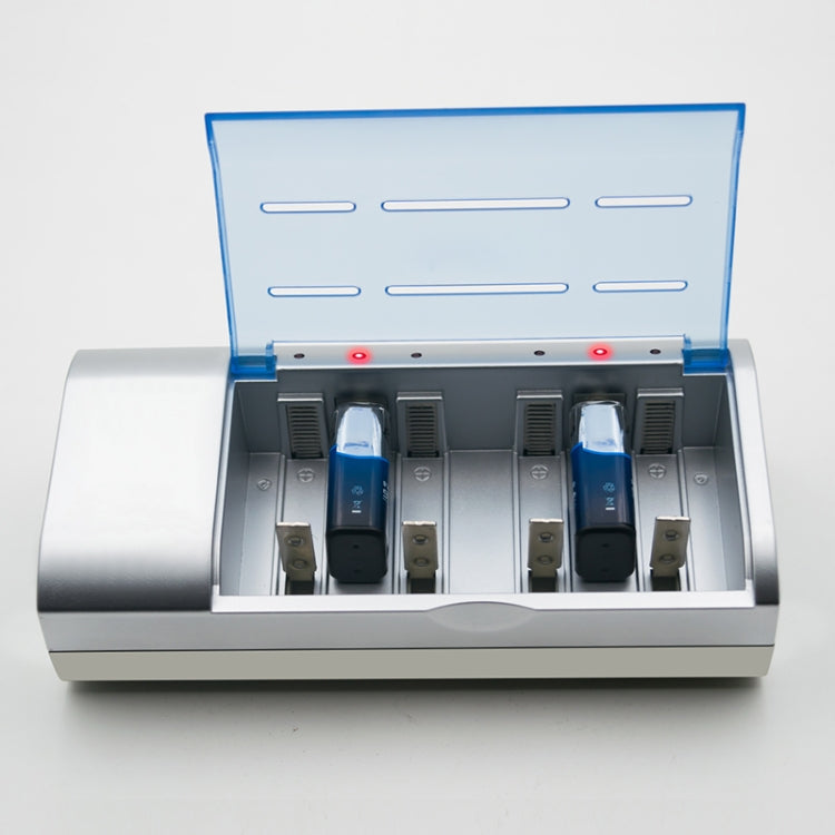 Cargador de batería de 4 ranuras CA 100-240V para baterías de tamaño AA, AAA y C/D, enchufe de la UE