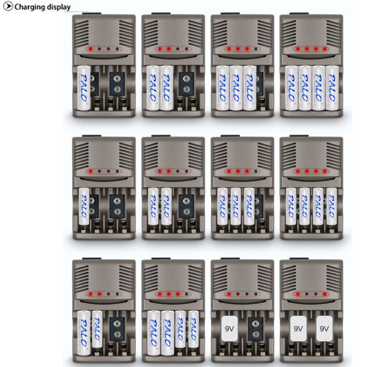Cargador de batería de 4 ranuras CA 100-240 V para pilas AA, AAA y Ni-MH de 9 V, enchufe para Reino Unido