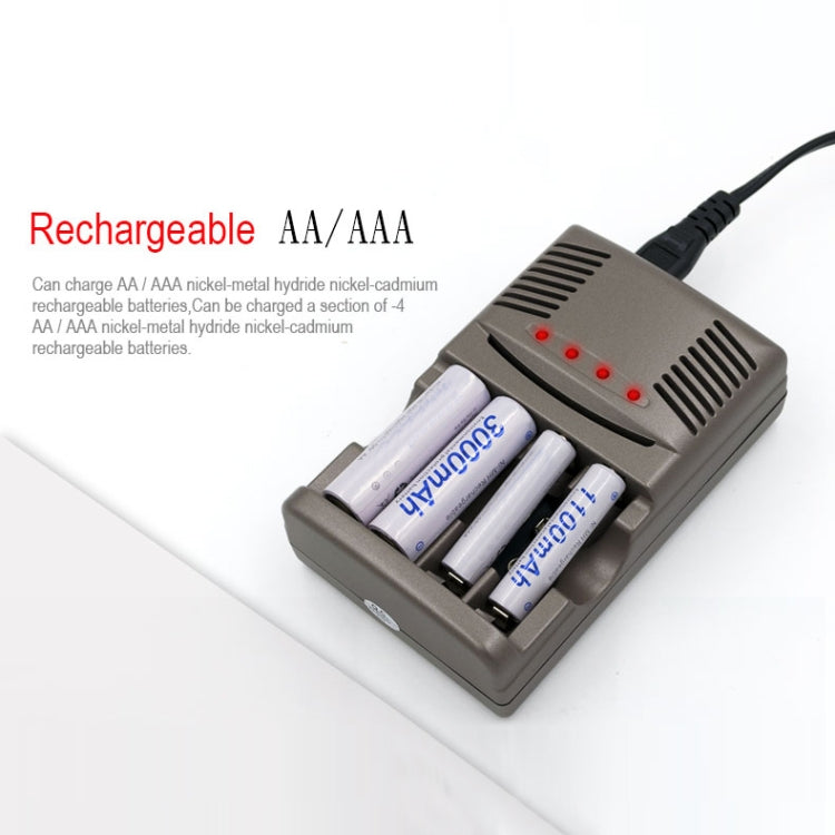 Cargador de batería de 4 ranuras CA 100-240 V para pilas AA, AAA y Ni-MH de 9 V, enchufe para Reino Unido