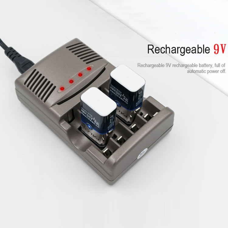 Cargador de batería de 4 ranuras DC 100-240V para pilas AA, AAA y 9V Ni-MH, enchufe de EE. UU.