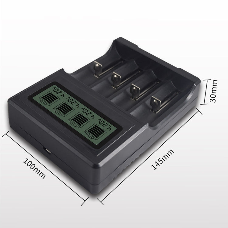 Cargador de batería micro USB de 4 ranuras para batería de iones de litio de 3,7 V, con pantalla LCD