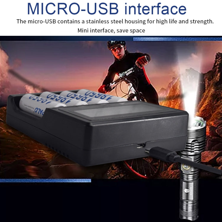 Cargador de batería micro USB de 4 ranuras para batería de iones de litio de 3,7 V, con pantalla LCD