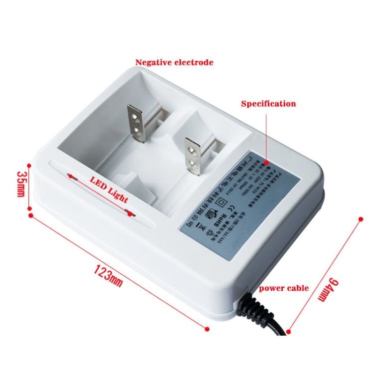 Cargador de batería de 2 ranuras CA 220 V para baterías de tamaño AA, AAA y C/D, enchufe CN