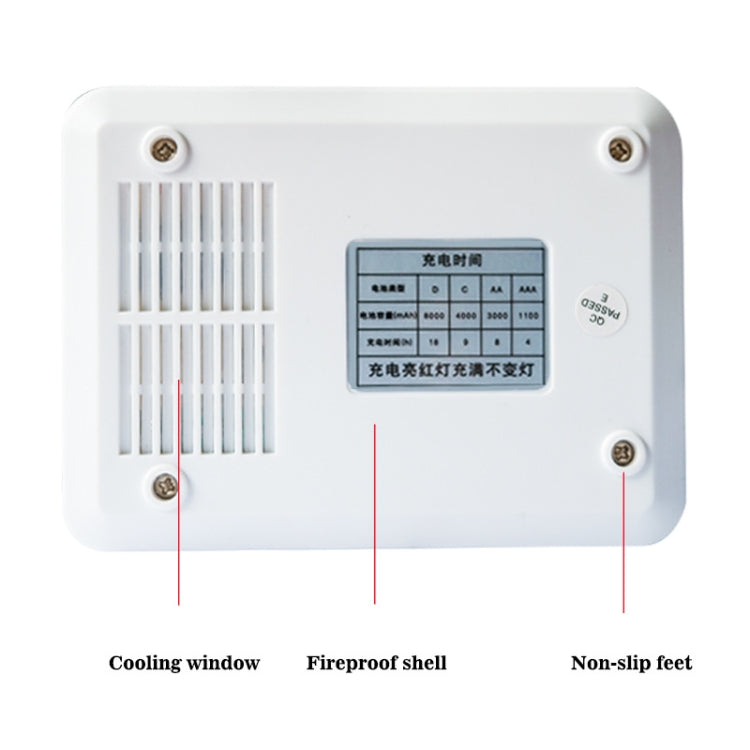 Cargador de batería de 2 ranuras CA 220 V para baterías de tamaño AA, AAA y C/D, enchufe CN