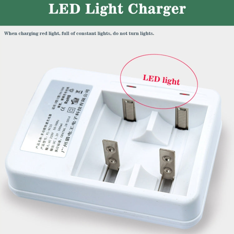 Cargador de batería de 2 ranuras CA 220 V para baterías de tamaño AA, AAA y C/D, enchufe CN