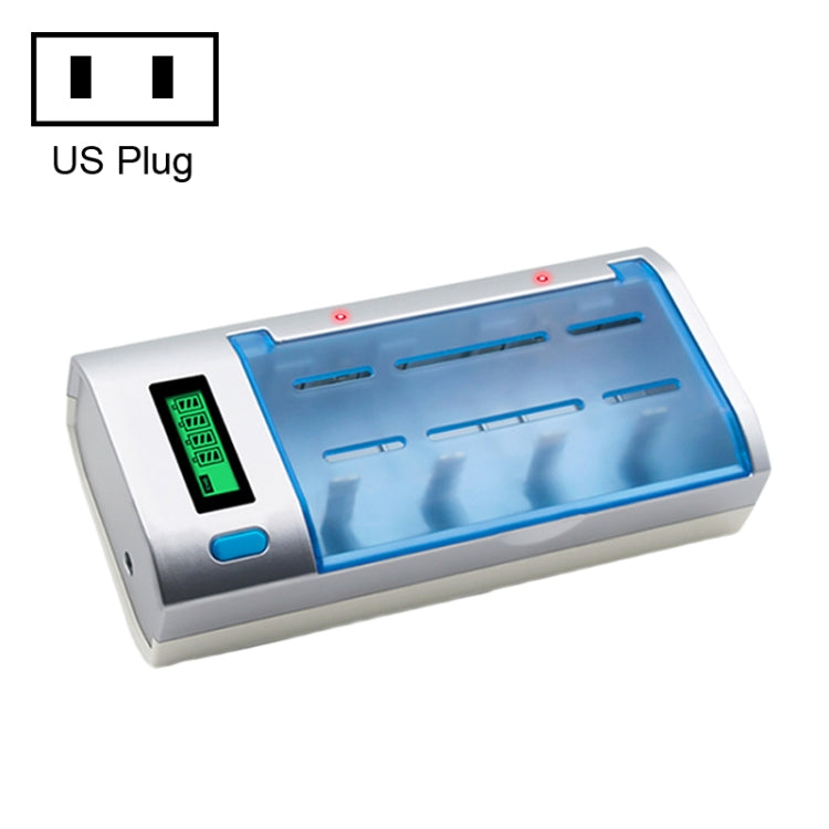 Cargador de batería de 4 ranuras CA 100-240V para baterías de tamaño AA, AAA y C/D, con pantalla LCD, enchufe de EE. UU.