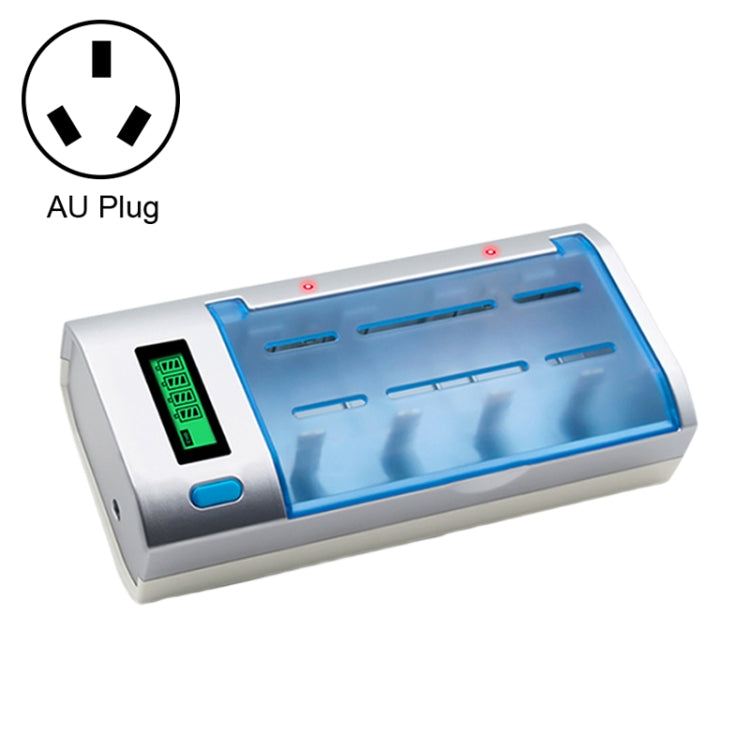 Cargador de batería de 4 ranuras CA 100-240V para baterías de tamaño AA, AAA y C/D, con pantalla LCD, enchufe AU