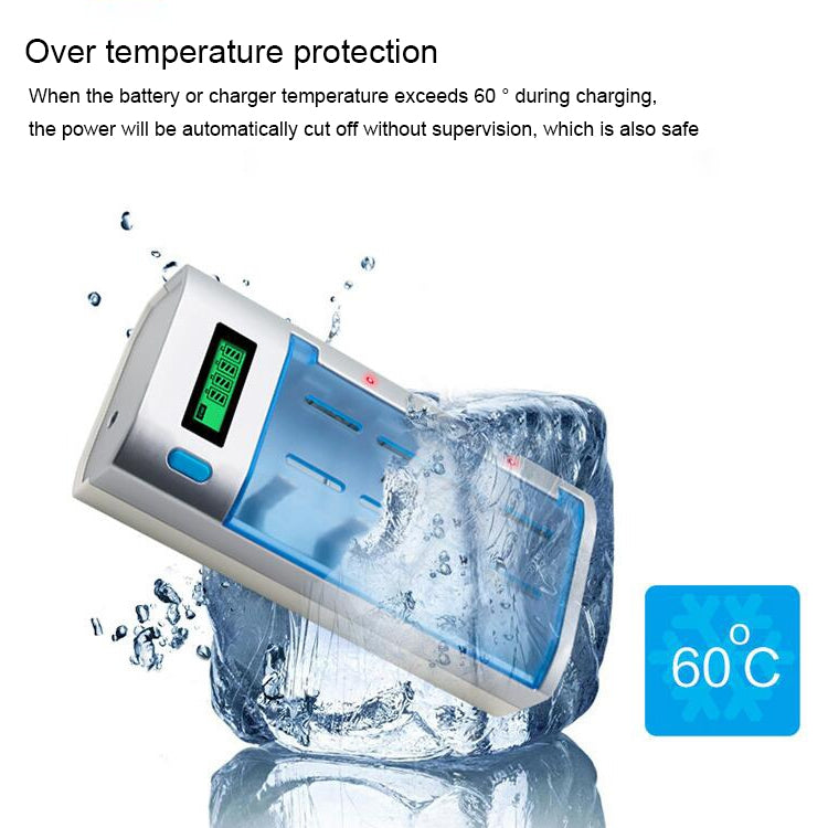 Cargador de batería de 4 ranuras CA 100-240V para baterías de tamaño AA, AAA y C/D, con pantalla LCD, enchufe AU