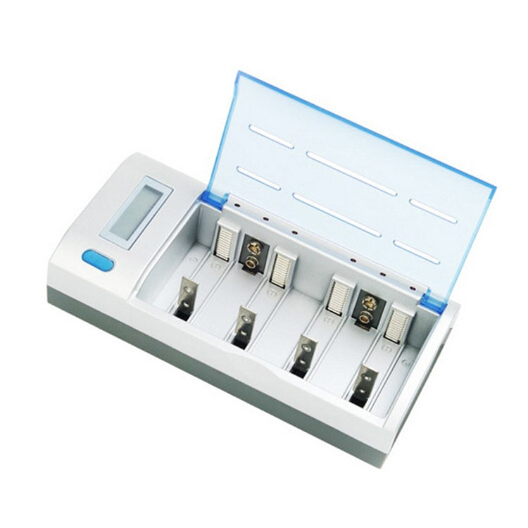 Cargador de batería de 4 ranuras CA 100-240V para baterías de tamaño AA, AAA y C/D, con pantalla LCD, enchufe de EE. UU.