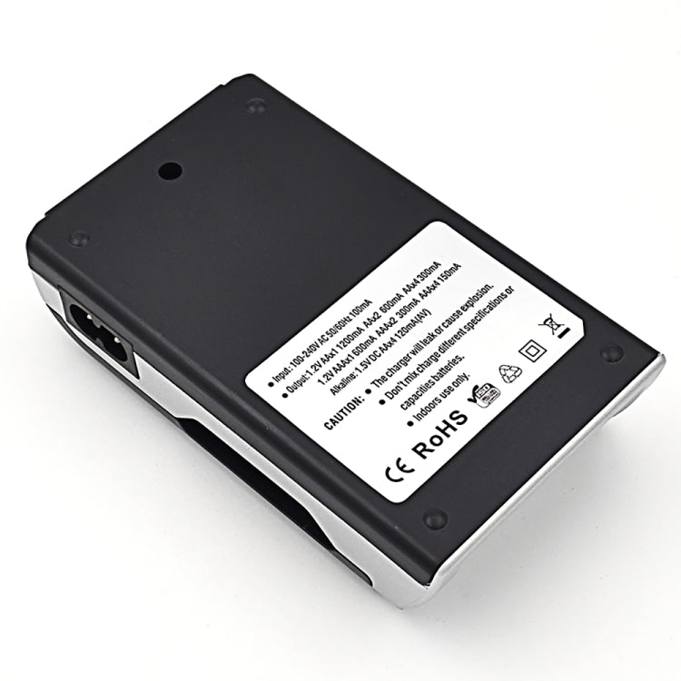 Cargador de batería de 4 ranuras CA 100-240V para pilas AA y AAA, con pantalla LCD, enchufe UE