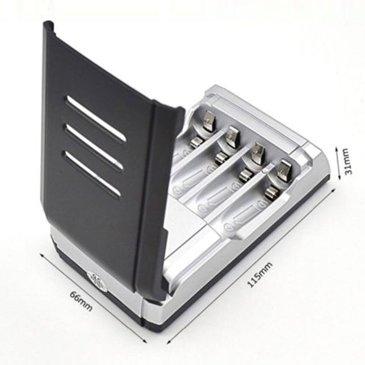 Cargador de batería de 4 ranuras CA 100-240V para pilas AA y AAA, con pantalla LCD, enchufe UE