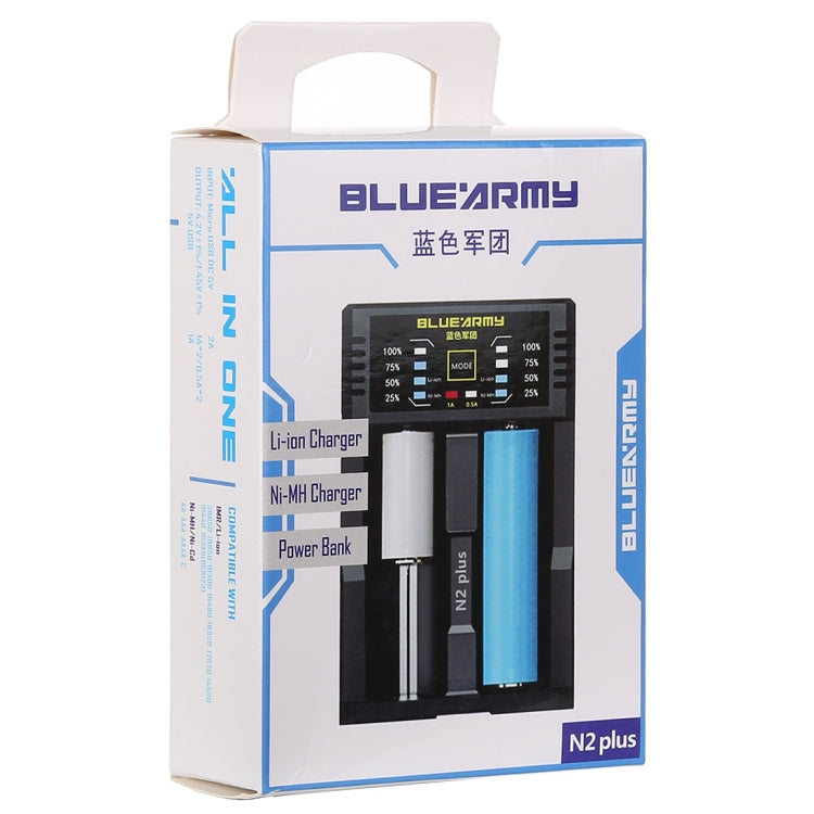 Cargador de batería inteligente N2 PLUS Micro USB con luz indicadora para batería IMR/Li-on 26650, 18650,18500, 14500, 16340(RCR123) o batería AA, AAA, AAAA, C Ni-MH/Ni-Cd