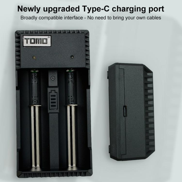 TOMO V6-2 Cargador de batería inteligente USB con luz indicadora para batería de iones de litio 18650/18500/17650/16340/14500/10500/batería AA/AAA, TOMO V6-2