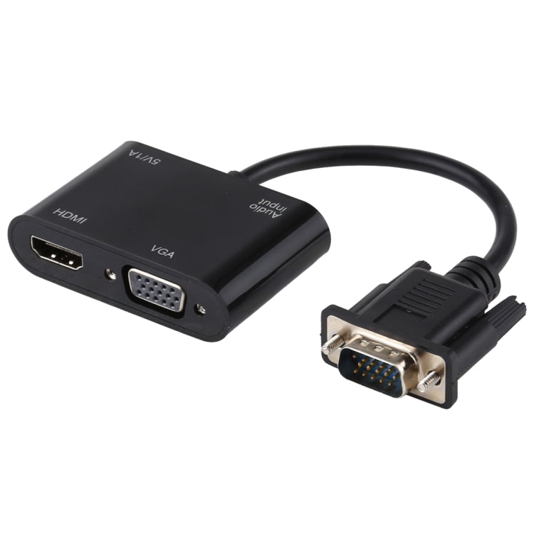 Convertidor adaptador HDTV 2 en 1 VGA a HDMI + VGA de 15 pines con audio