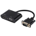 Convertidor adaptador HDTV 2 en 1 VGA a HDMI + VGA de 15 pines con audio