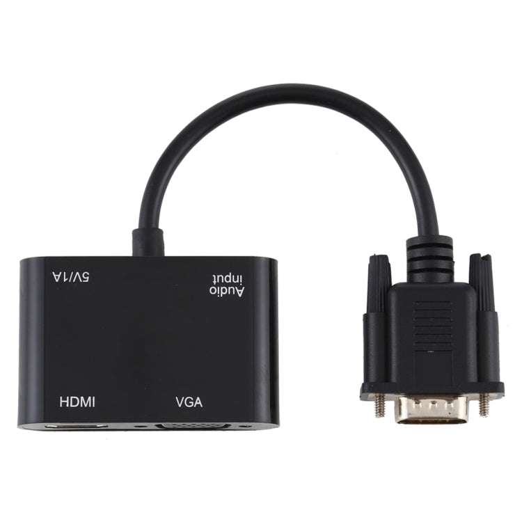 Convertidor adaptador HDTV 2 en 1 VGA a HDMI + VGA de 15 pines con audio