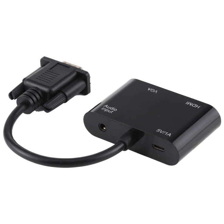 Convertidor adaptador HDTV 2 en 1 VGA a HDMI + VGA de 15 pines con audio