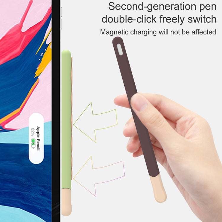 LOVE MEI para Apple Pencil 2 diseño de rayas Stylus Pen funda protectora de silicona, For Apple Pencil 2
