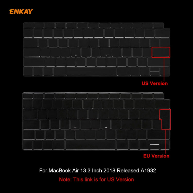 Para MacBook Air 13,3 pulgadas A1932 2018 ENKAY Hat-prince versión estadounidense del portátil cubierta protectora de teclado de TPU ultrafina