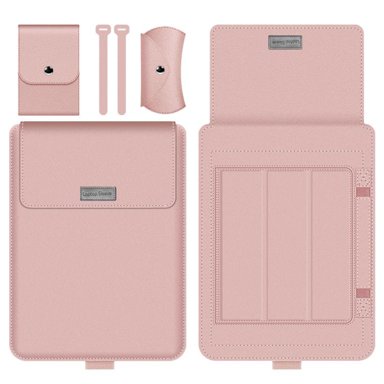 Bolsa universal 4 en 1 impermeable de piel sintética para portátil con asa, soporte y portalápices + 2 enrolladores + bolsa para ratón + juego de bolsa cargador para portátiles de 13/14 pulgadas, 13 / 14 inch