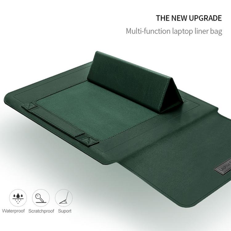 Bolsa universal 4 en 1 impermeable de piel sintética para portátil con asa, soporte y portalápices + 2 enrolladores + bolsa para ratón + juego de bolsa cargador para portátiles de 15 pulgadas, 15 inch