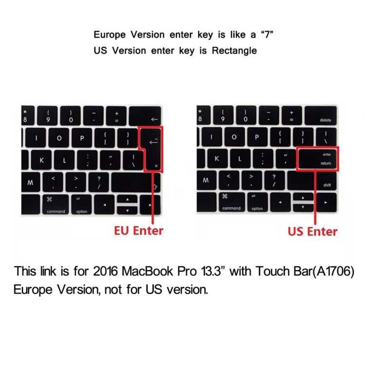 ENKAY Hat-Prince 2 en 1 Funda protectora de plástico rígido esmerilado + Funda protectora de teclado de TPU ultrafina versión europea para MacBook Pro 2016 de 13,3 pulgadas con barra táctil (A1706), 13.3 inch with Touch Bar Europe Version