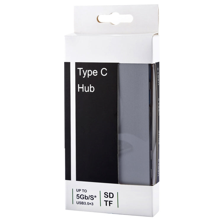 Adaptador HUB USB-C / Type-C dual de velocidad de transferencia de 5 Gbps de aleación de aluminio multifunción 6 en 1 con 2 puertos USB 3.0 y 2 puertos USB-C / Type-C y ranura para tarjeta SD y ranura para tarjeta TF para Macbook 2015/2016 /2017       ...