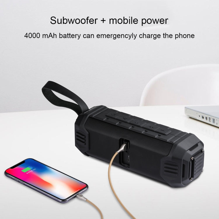 Wei Y280 IPX4 Altavoz Bluetooth Power Bank con graves mejorados, micrófono incorporado, compatible con tarjeta FM/USB/TF/AUX, Y280