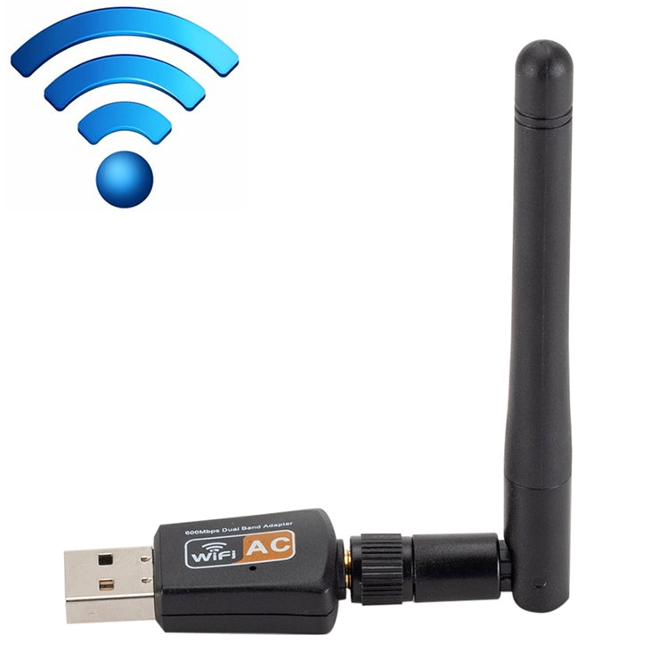 Adaptador USB WIFI de banda dual de CA de 600 Mbps, 2,4 GHz + 5 Hz con antena